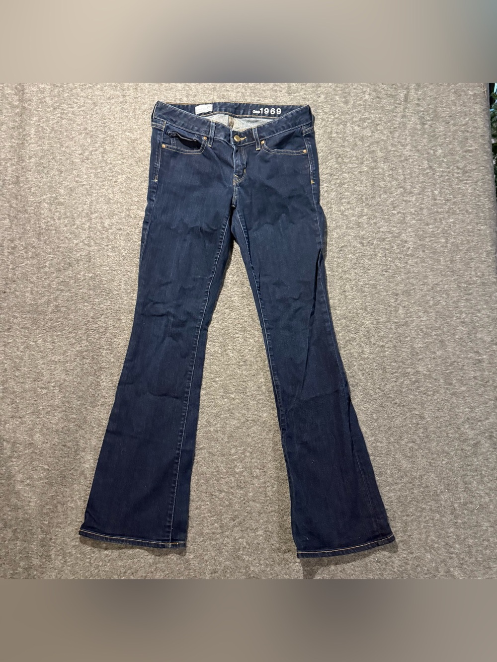 Gap 1969 Curvy Flare Jeans Womens 27 (fit 29x31) Low Rise Darkwash blue stretch